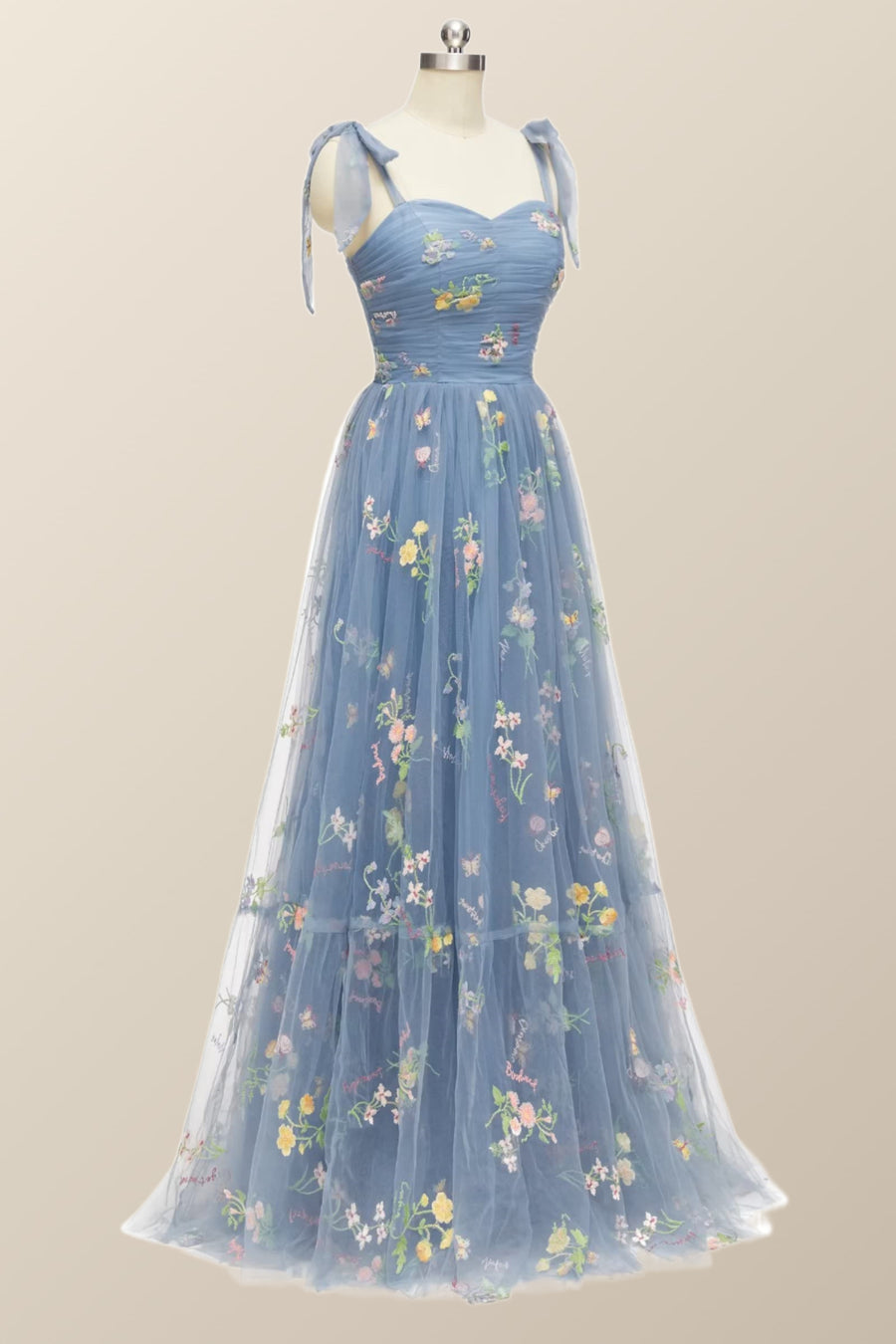 white christmas dresses Tie Straps Blue Floral A-line Long Formal Dress Ohmollydress white christmas dresses Tie Straps Blue Floral A-line Long Formal Dress Ohmollydress