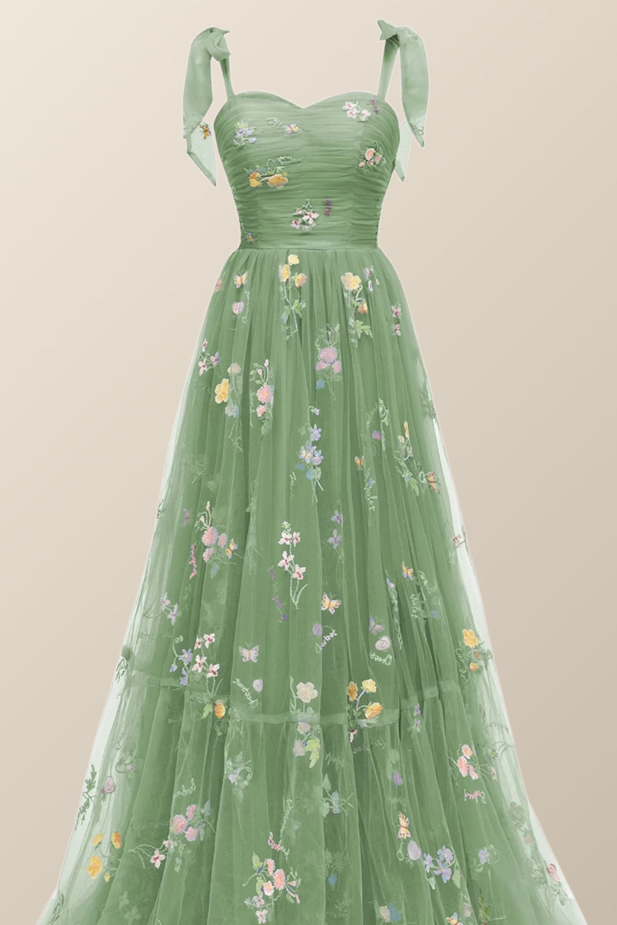 Tie Straps Blue Floral A-line Long Formal Dress Ohmollydress Tie Straps Blue Floral A-line Long Formal Dress Ohmollydress