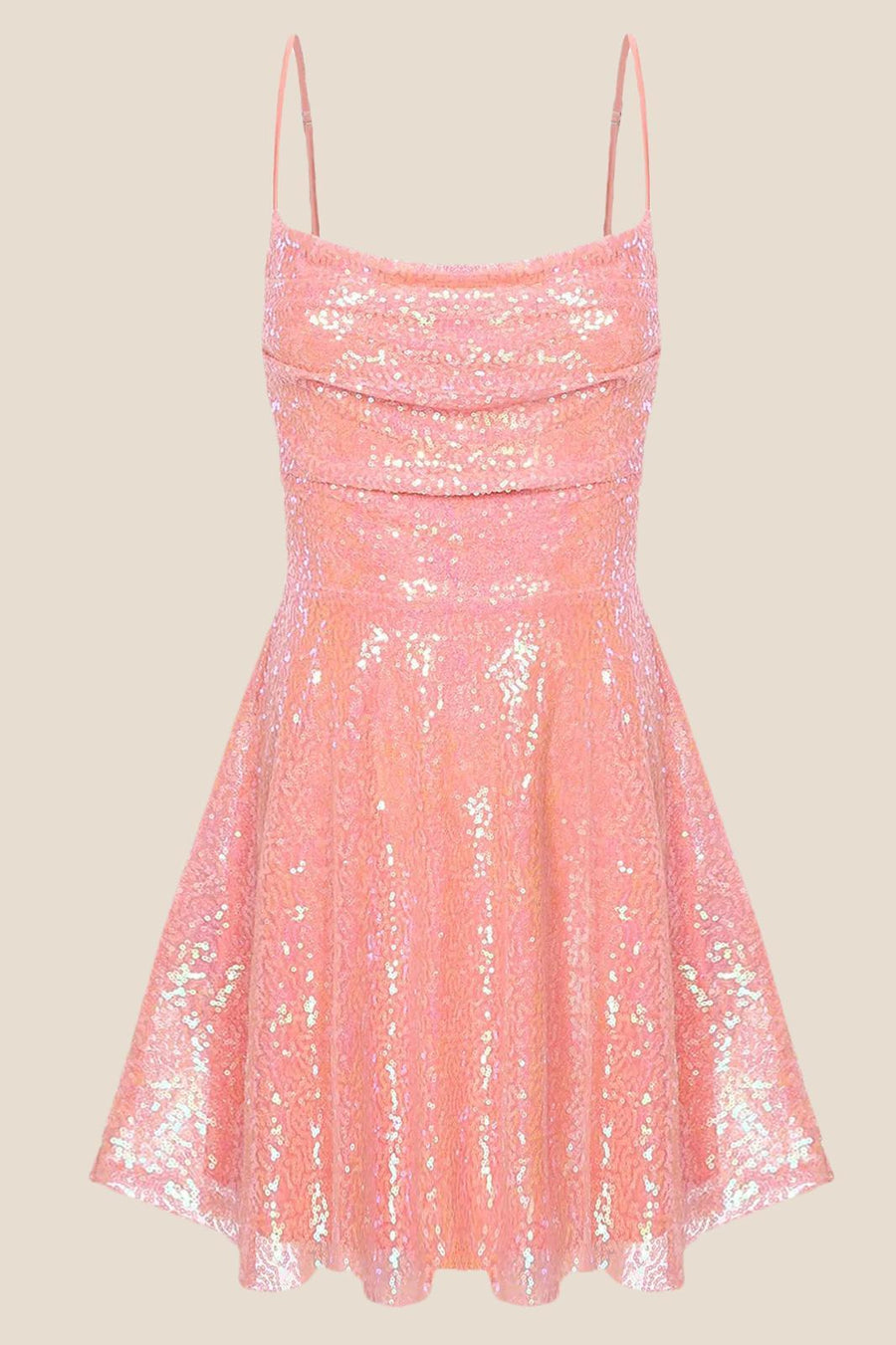 Straps Hot Pink Sequin Short Homecoming Dress