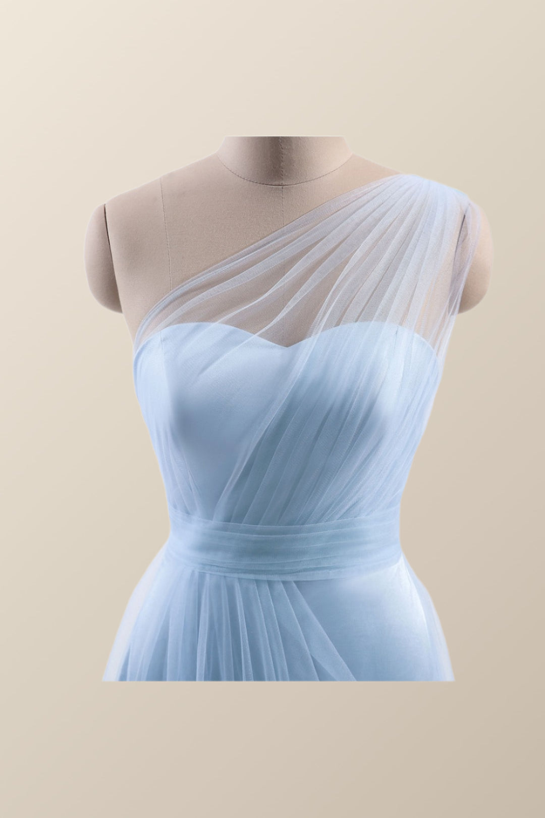 One Shoulder Light Blue Tulle A-line Bridesmaid Dress Ohmollydress One Shoulder Light Blue Tulle A-line Bridesmaid Dress Ohmollydress