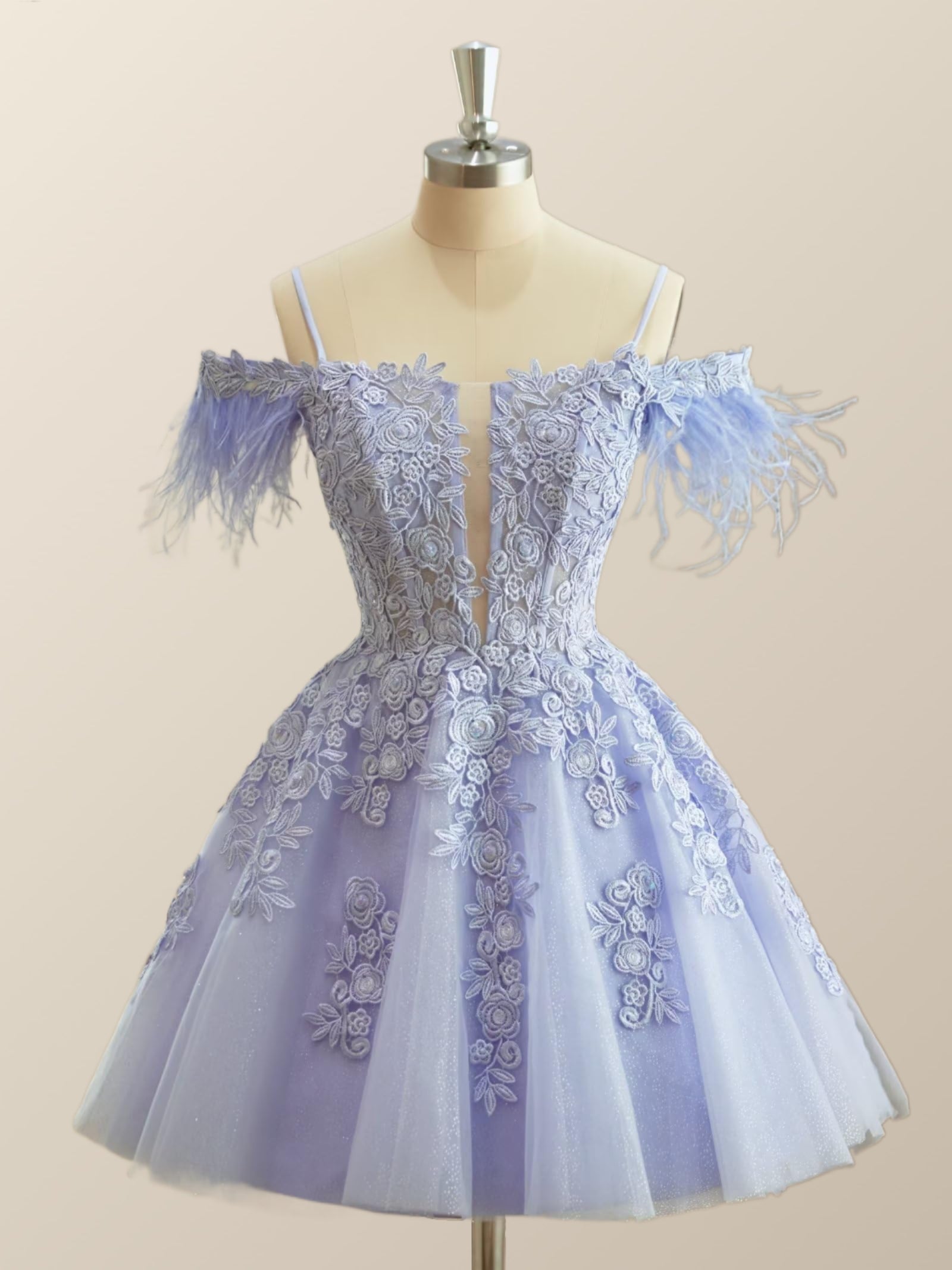 Off the Shoulder Appliques Light Purple A-line Princess Dress Ohmollydress Off the Shoulder Appliques Light Purple A-line Princess Dress Ohmollydress