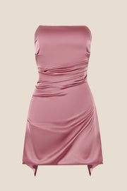 Strapless Pink Ruched Short Homecoming Dress