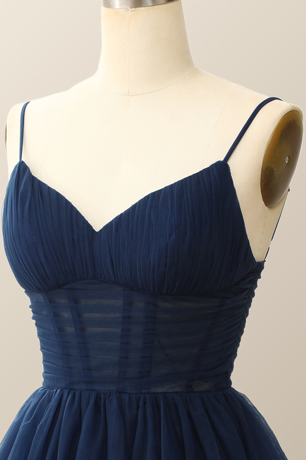straps navy blue pleated a line homecoming dress $ 124 . 00 $ 124 . 00