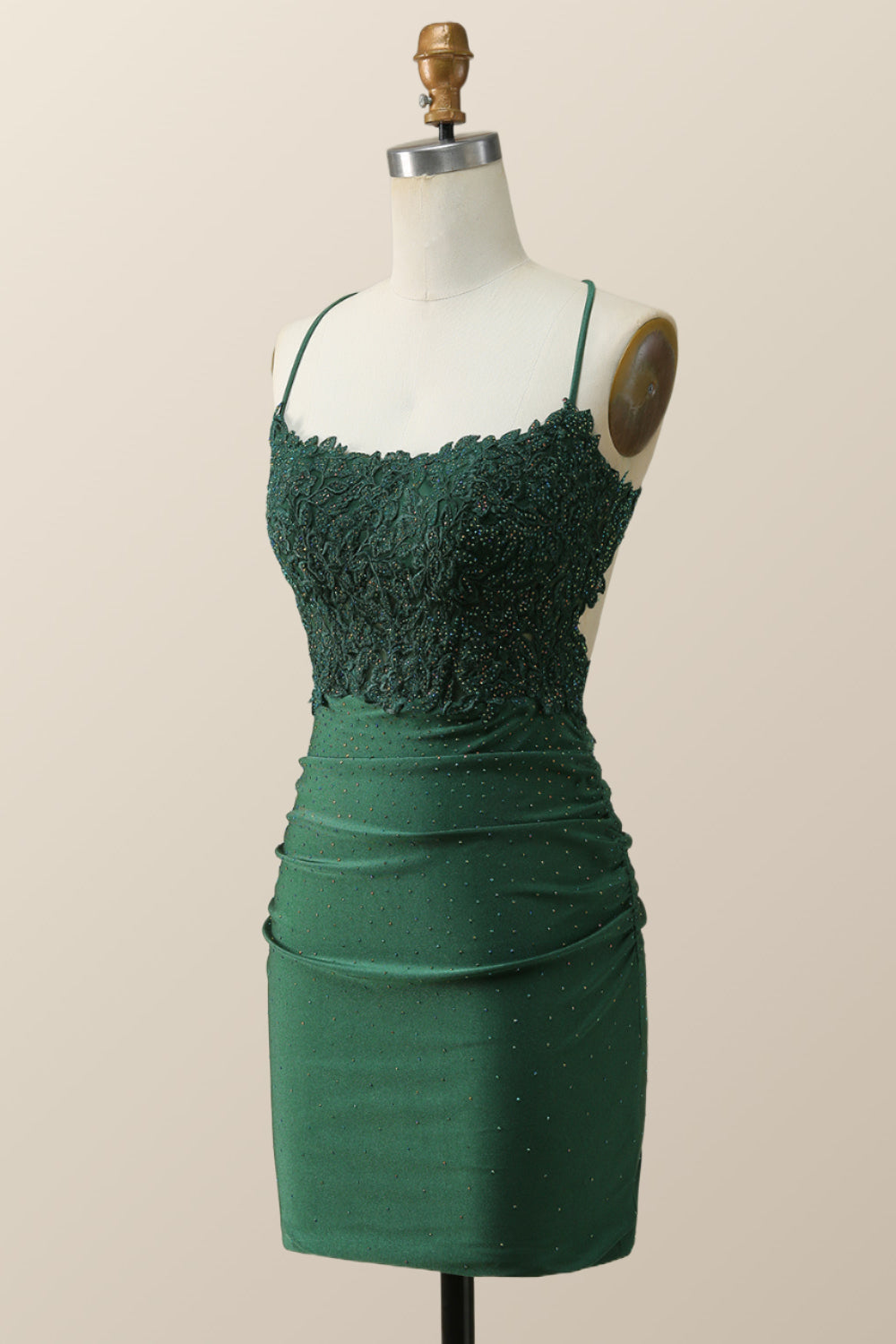 Beaded Dark Green Appliques Bodycon Mini Dress – Ohmollydress