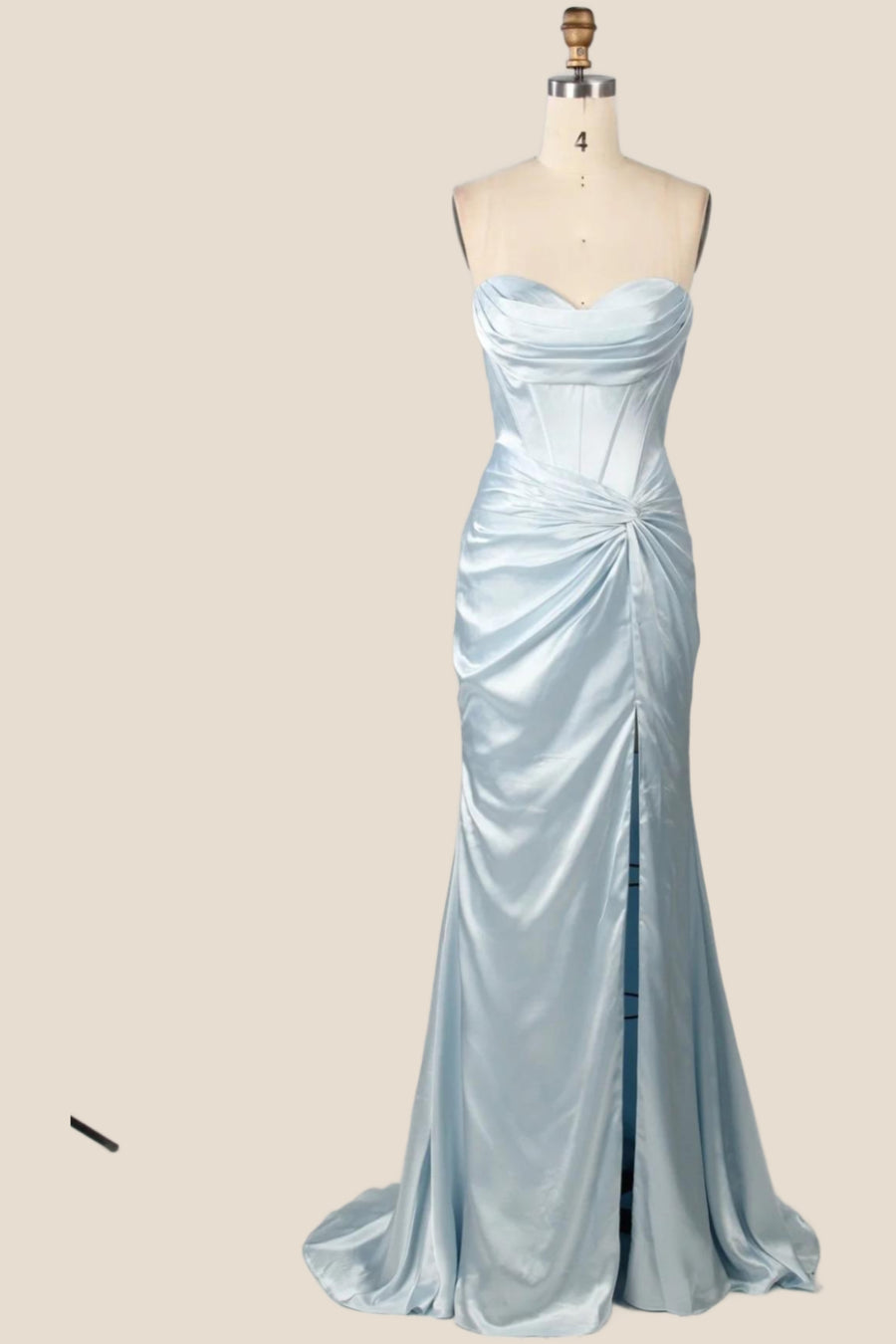 Sky Blue Strapless Mermaid Long Formal Dress