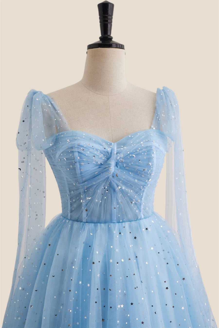 Blue Sparkle Tulle Ruched Short Princess Dress