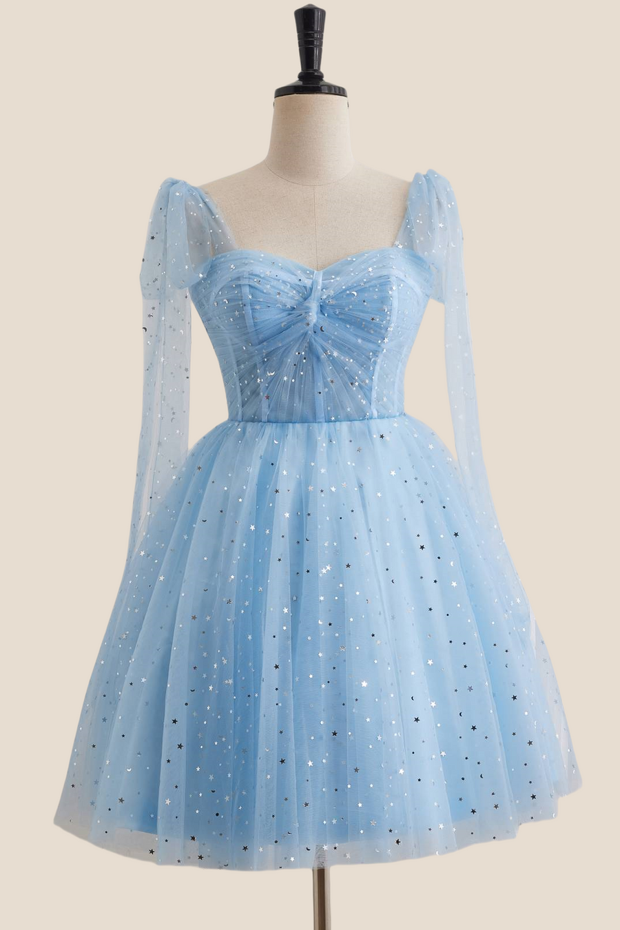 princess dresses for homecoming Blue Sparkle Tulle Ruched Short Princess Dress – Ohmollydress