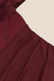 Burgundy Sheer Ruched Long Dress with Slit