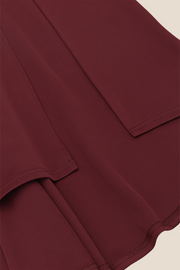 Burgundy Sheer Ruched Long Dress with Slit