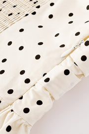 Cap Sleeves White Polka Dots Short Dress