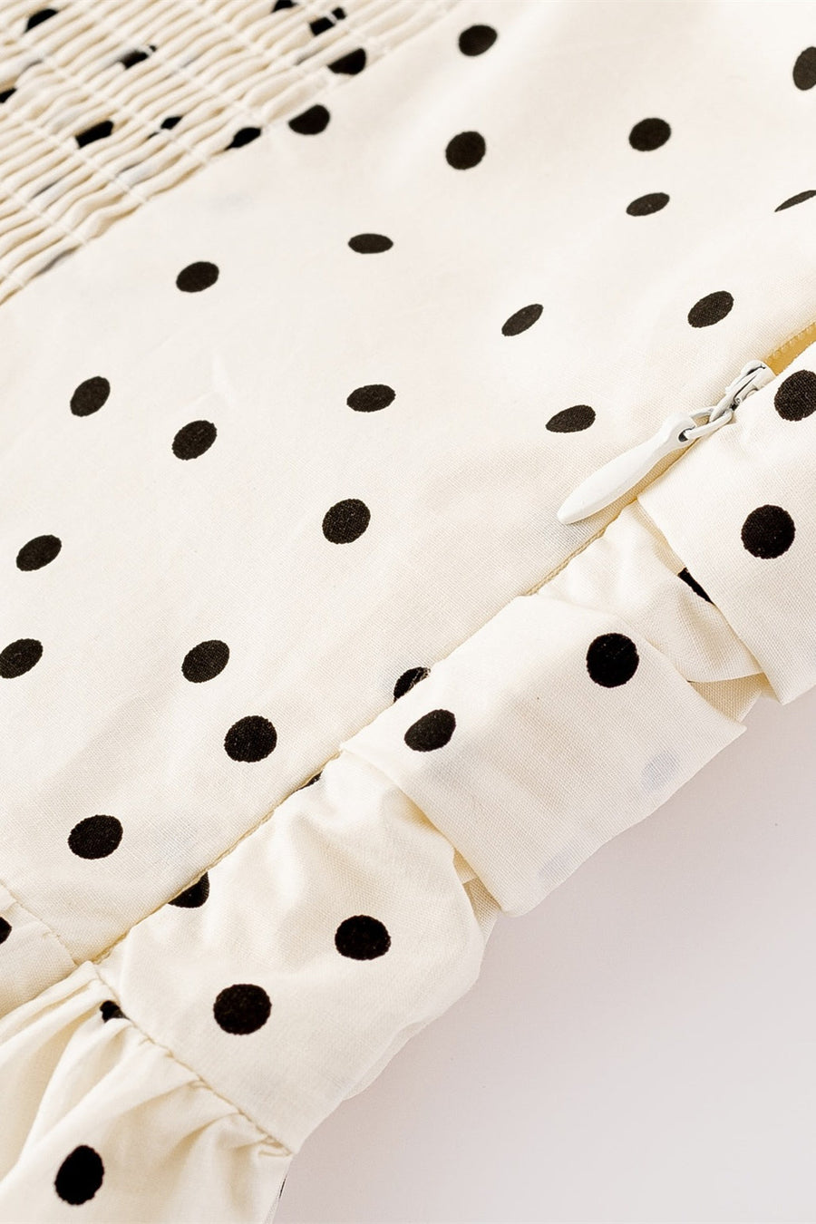 Cap Sleeves White Polka Dots Short Dress