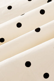 Cap Sleeves White Polka Dots Short Dress