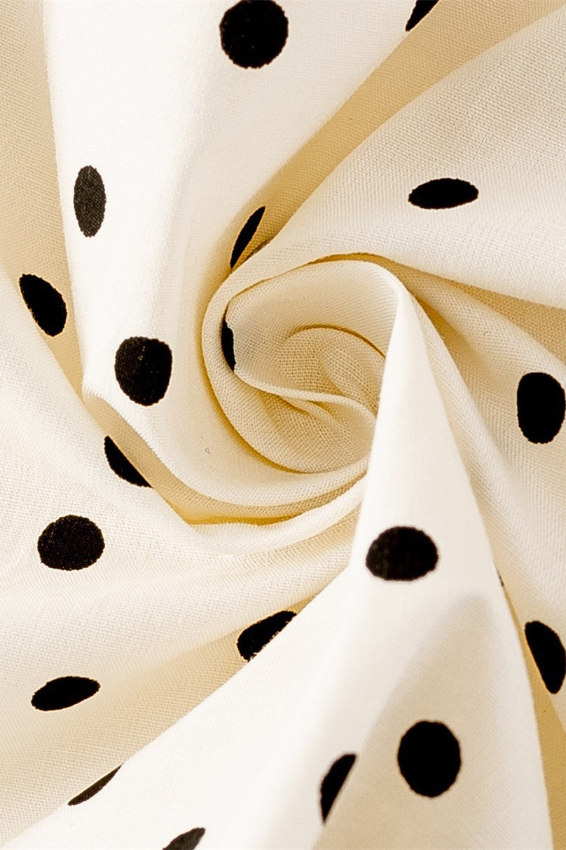 Cap Sleeves White Polka Dots Short Dress