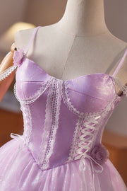 Cold Shoulder Lilac Sparkle Tulle Short Dress