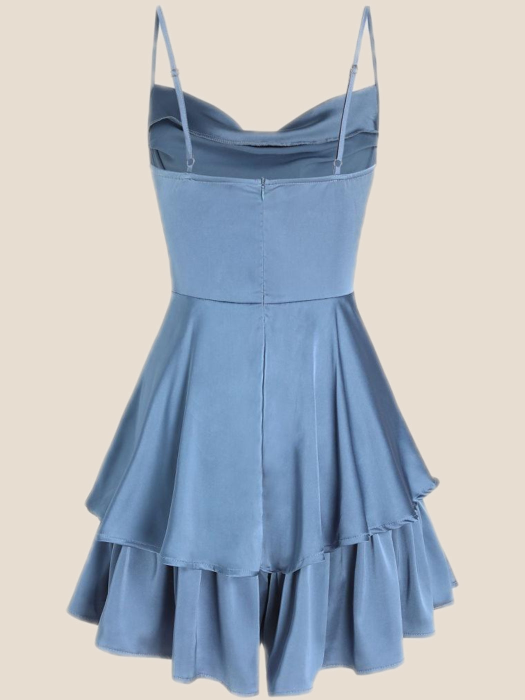 Cowl Neck Dusty Blue Ruffles Short Princess Dress – Ohmollydress