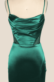 Cowl Neck Emerald Green Beaded Long Dress