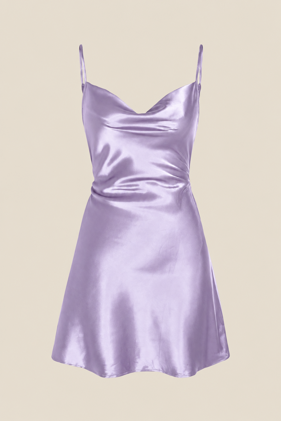 Cowl Neck White Back Tie A-line Short Dress