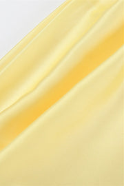 Cowl Neck Yellow Back Bow Short Dress