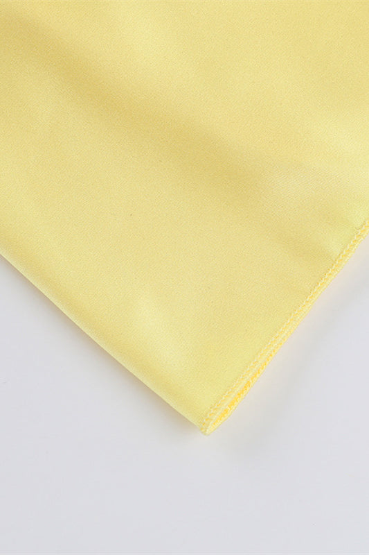 Cowl Neck Yellow Back Bow Short Dress