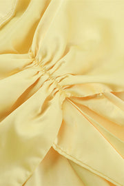 Cowl Neck Yellow Back Bow Short Dress