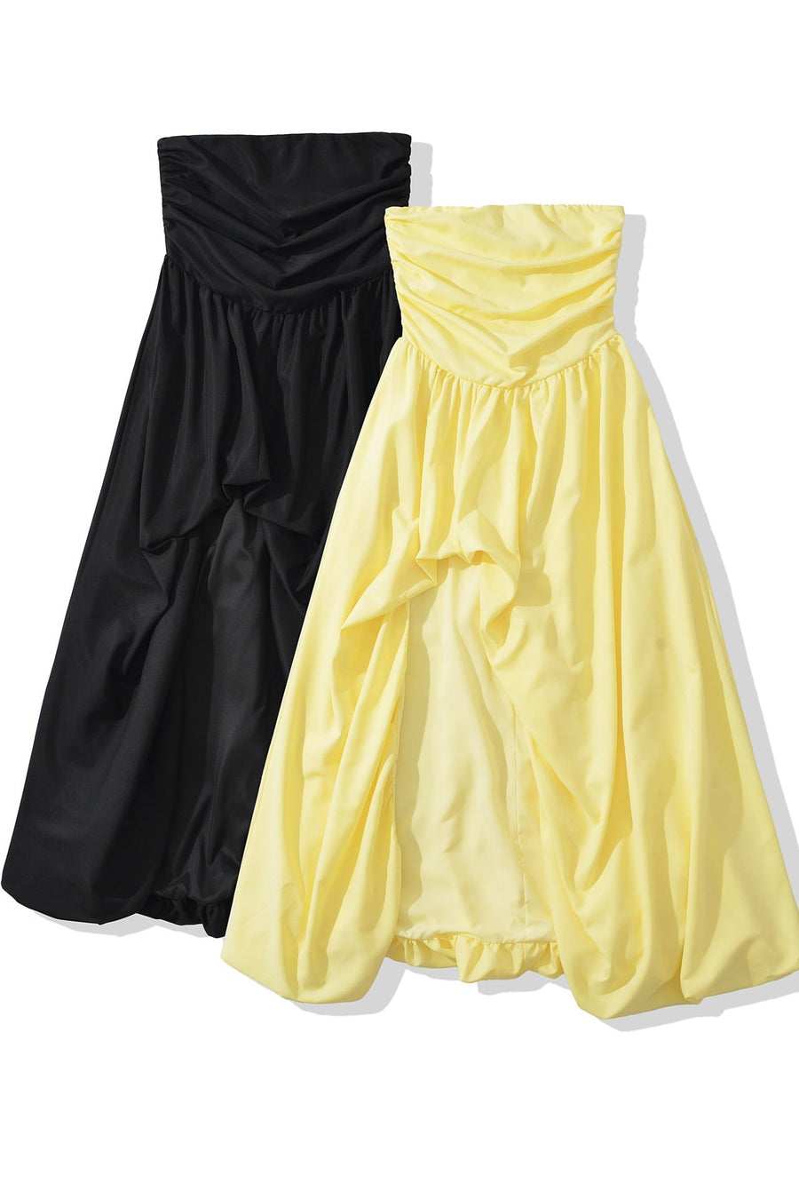 Black Strapless Slit Long Dress