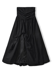 Black Strapless Slit Long Dress