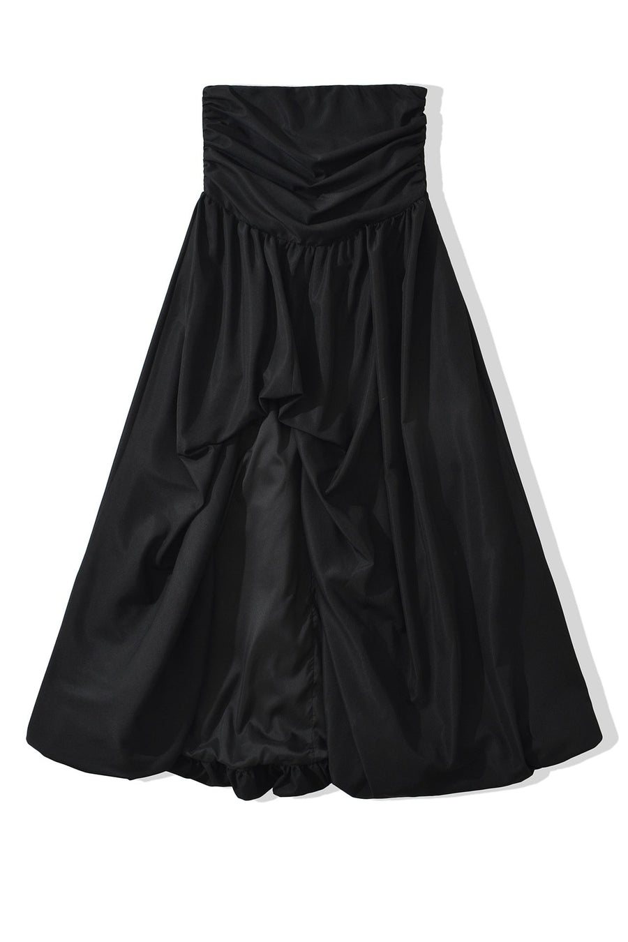 Black Strapless Slit Long Dress