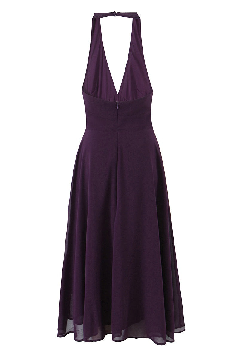 Halter V-neck Purple Long Dress Ohmollydress Halter V-neck Purple Long Dress Ohmollydress