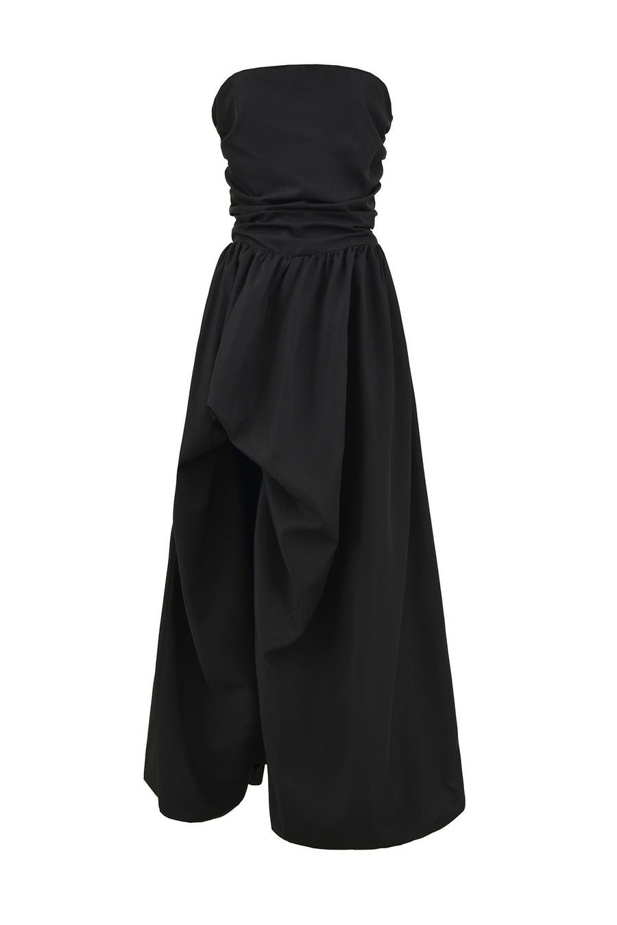 Black Strapless Slit Long Dress