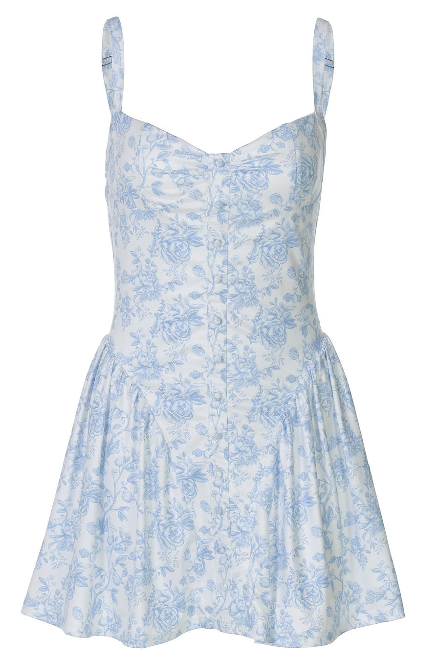 Blue Floral A-line Short Sundress Ohmollydress Blue Floral A-line Short Sundress Ohmollydress