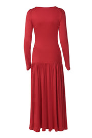 Long Sleeves Red Long Dress