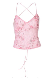 Straps Pink Beaded Top
