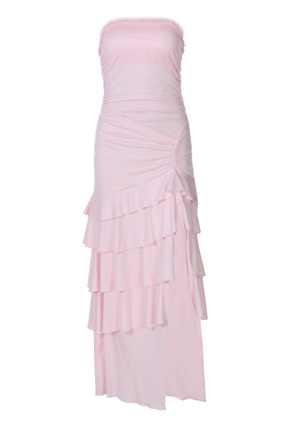 Strapless Pink Fitted Ruffle Dress Ohmollydress Strapless Pink Fitted Ruffle Dress Ohmollydress