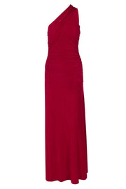 Red One Shoulder Fitted Maxi Dress