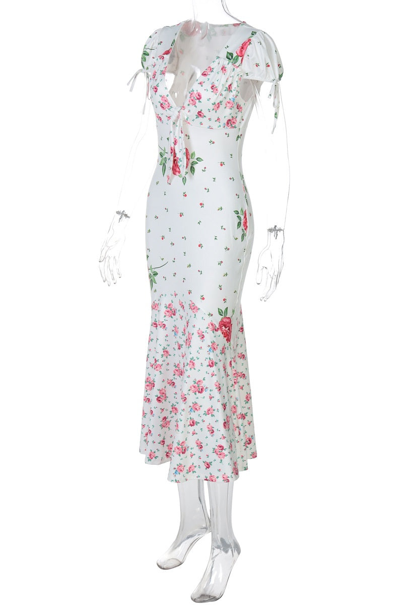 Plunge Floral Mermaid Dress