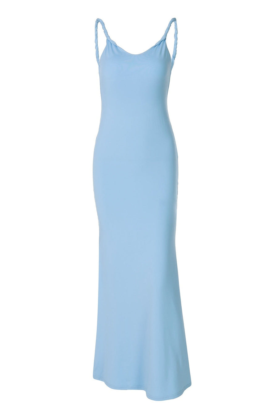 Blue Low Back Fitted Maxi Dress