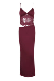 Navy Blue Sheer Cutout Fitted Dress