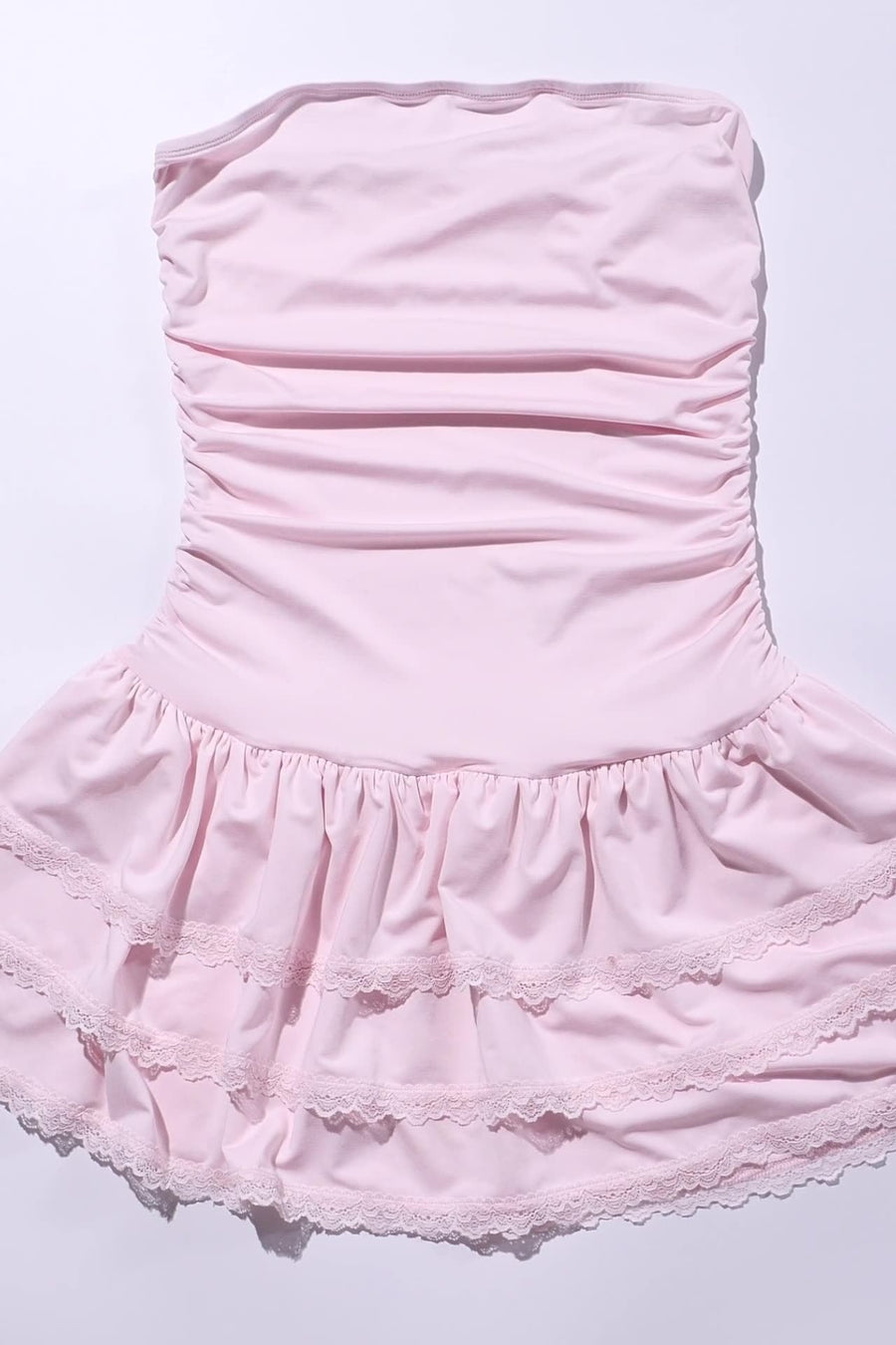 Pink Strapless Short Ruffle Dress