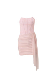 Strapless Pink Bodycon Dress with Train