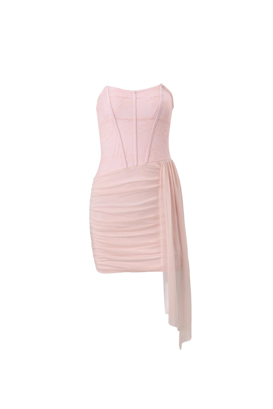 Strapless Pink Bodycon Dress with Train