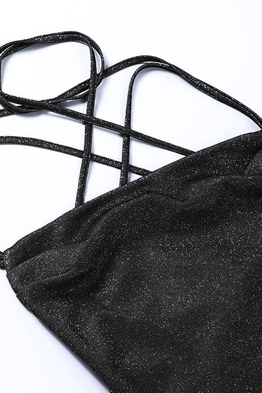 Black Straps Tight Lace-up Dress