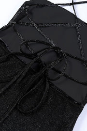 Black Straps Tight Lace-up Dress