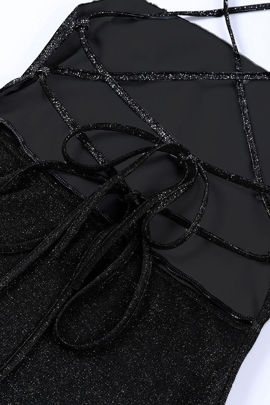 Black Straps Tight Lace-up Dress