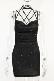 Black Straps Tight Lace-up Dress