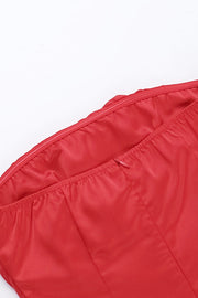 Red Ruched Asymmetric Short Dress