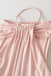 Pink Halter Long Dress with Jacket