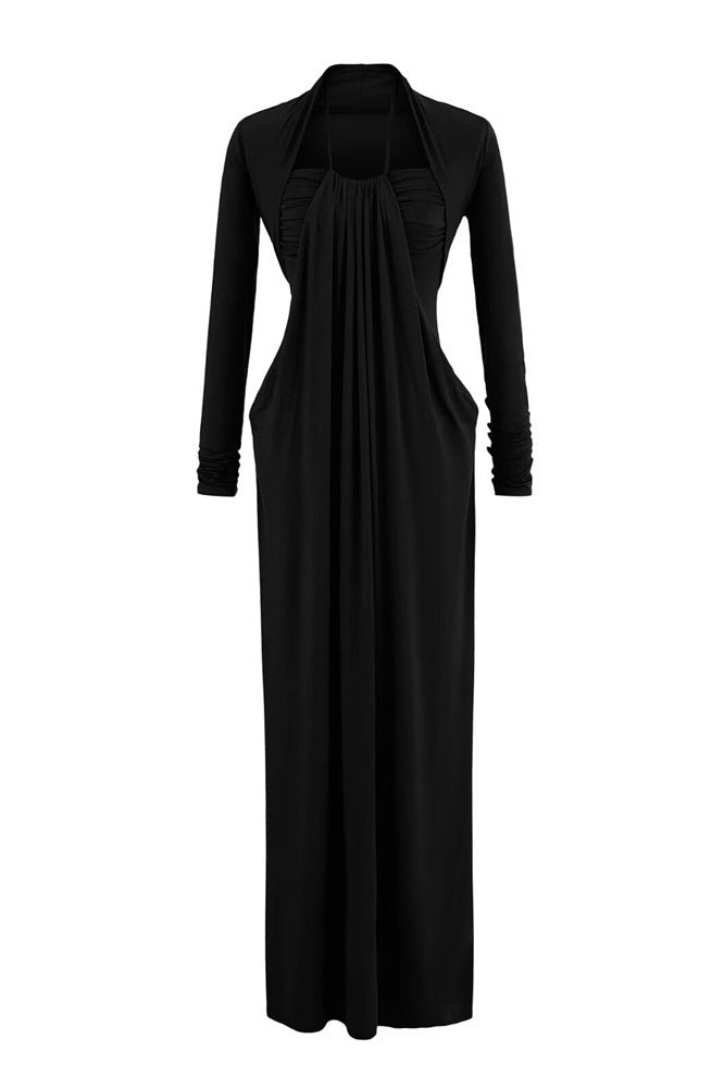 Pink Halter Long Dress with Jacket