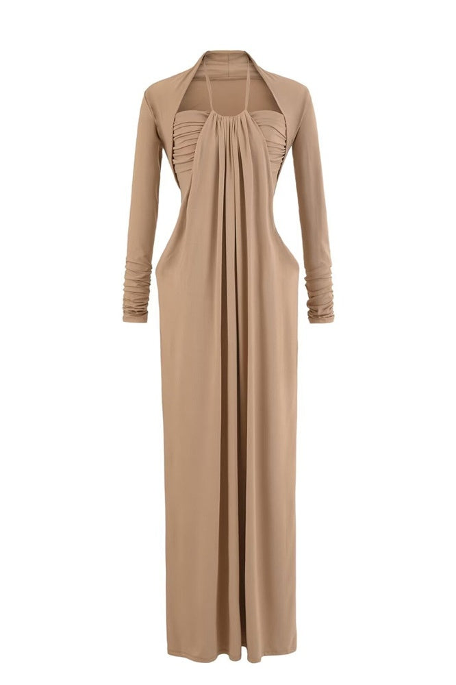 Pink Halter Long Dress with Jacket