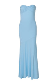 Strapless Blue Fitted Long Maxi Dress