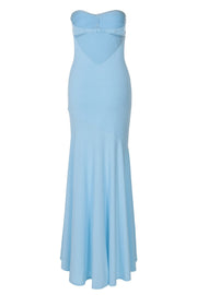 Strapless Blue Fitted Long Maxi Dress
